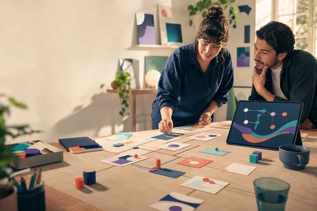Equipo organizando un flujo de trabajo con tarjetas conectadas y automatizaciones.